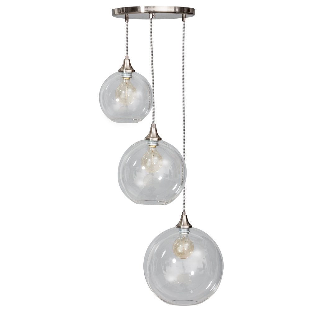 Lampe à suspension robuste Calvello Gris métallisé à 3 lumières