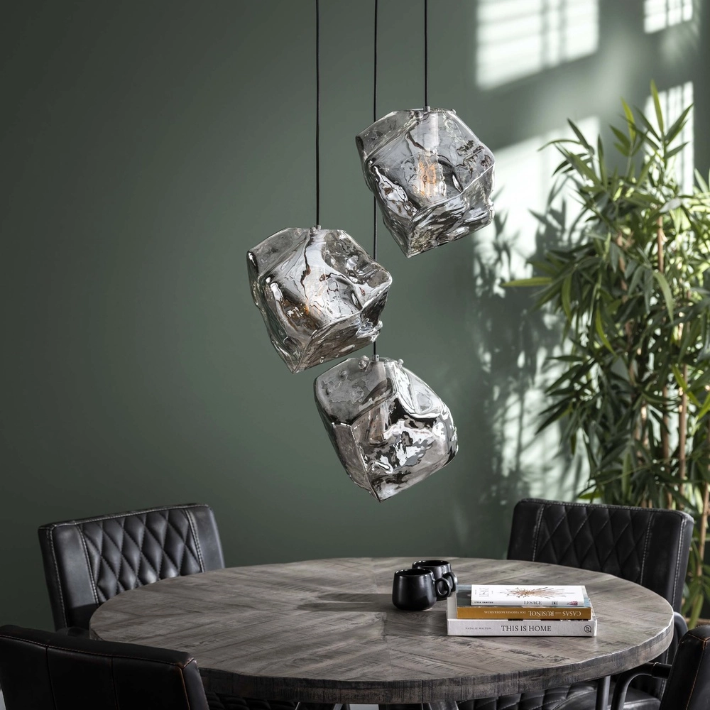 Lampe pendante moderne Rock 3 lumières - verre chromé Lyora 8716803511408