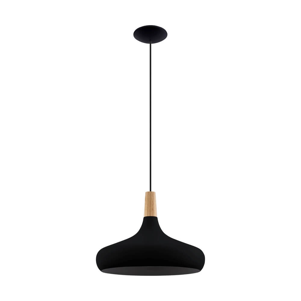 Lampe suspendue noire Sabinar Ø 40cm avec bois Eglo 9008606235797