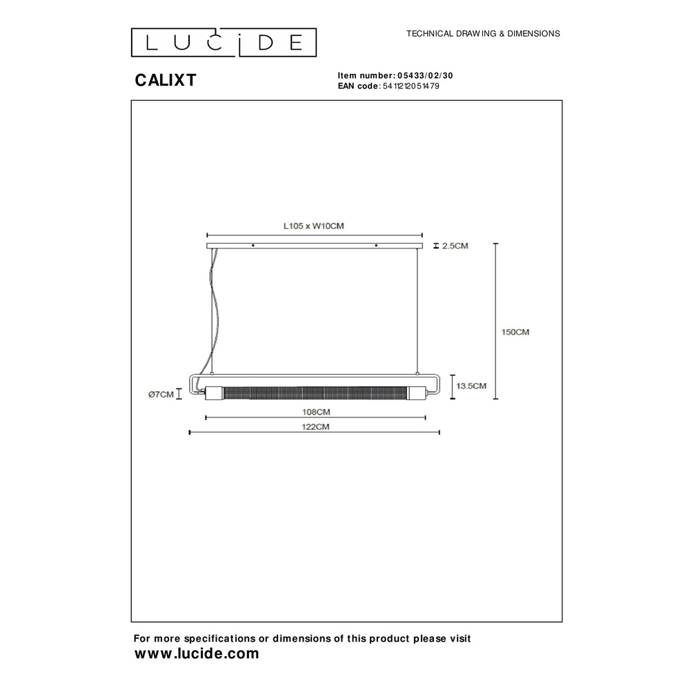 Lampe pendante de conception Calixt Noir Lucide 5411212051479