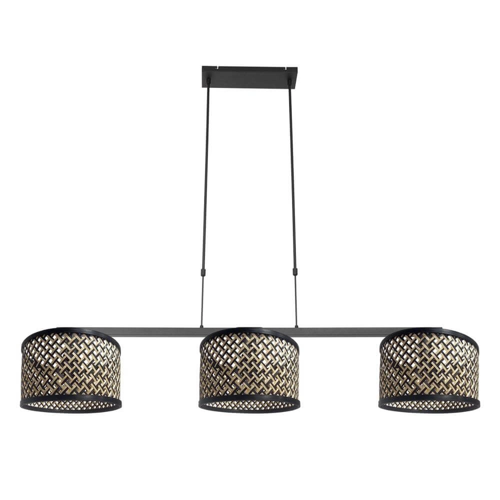 Suspension 3 lumières Stang noir avec bambou Suspension 3 lumières Stang noir avec bambou