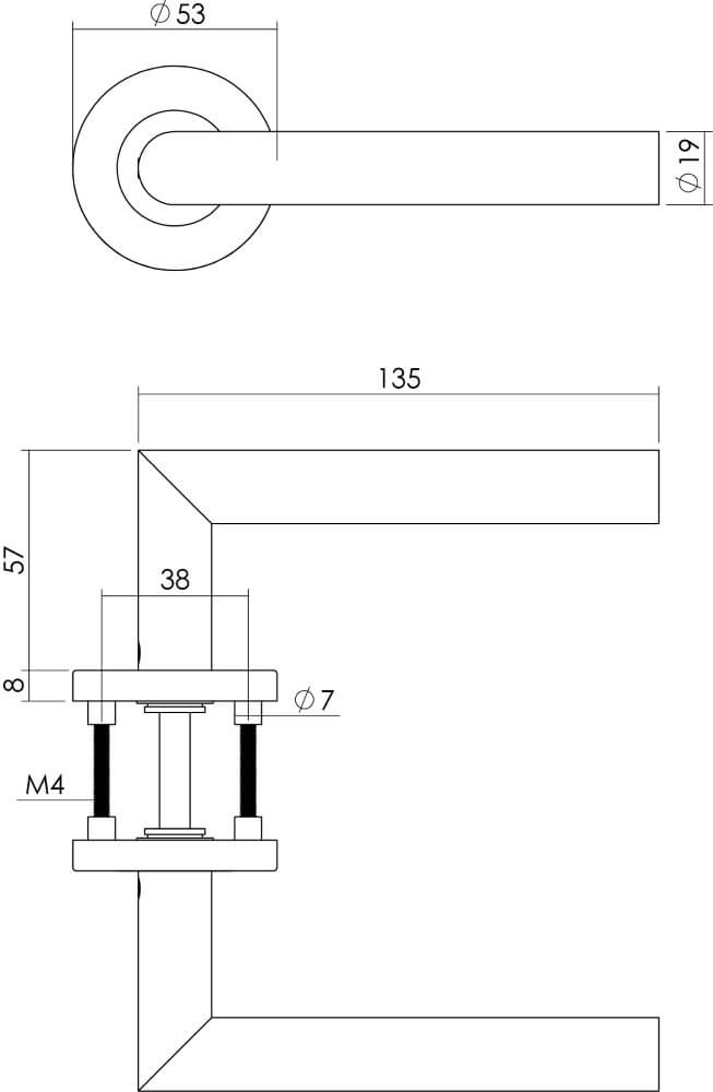 Poignée Hoek 90 Rosace avec arête en acier inoxydable Intersteel 8714186129678