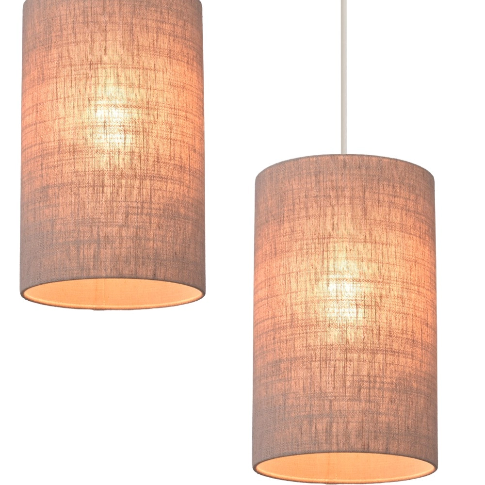 Lampe suspendue à 6 lampes Lisbourg Terra beige avec teinte gris beige Masterlight