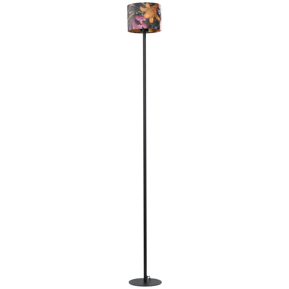 Lampadaire noir Venus 175cm avec abat-jour Fleur Lampadaire noir Venus 175cm avec abat-jour Fleur