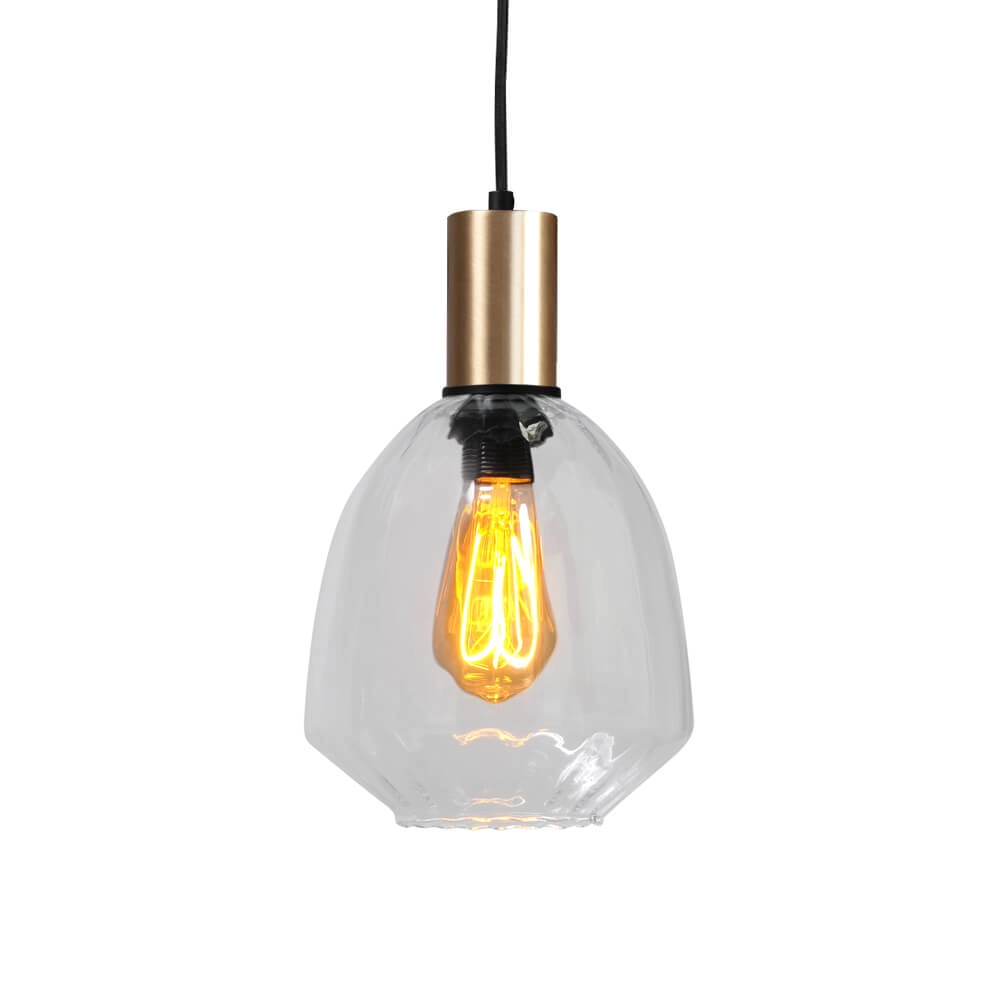 Lampe suspendue 3 lumières - dorée - Porto avec verres transparents Nicolette Masterlight 8718121269689