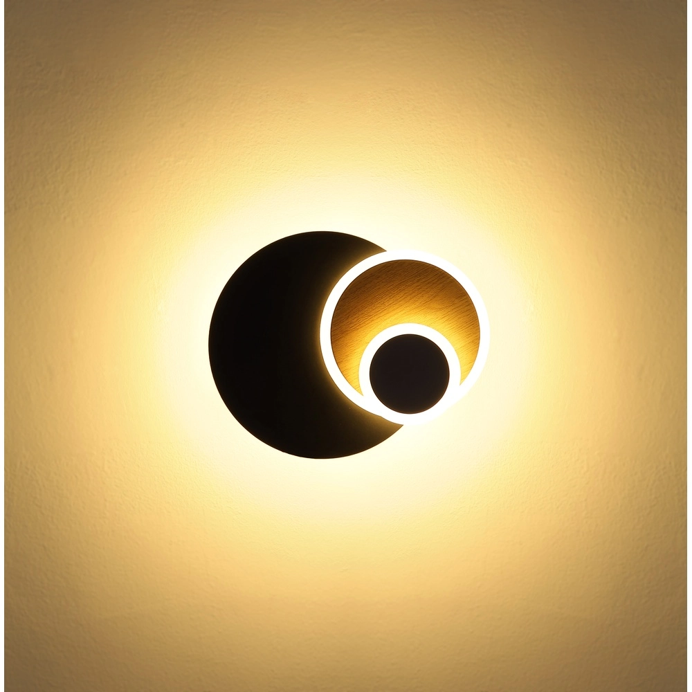 Lampe murale noire Odonell avec du bois Globo 9007371566419