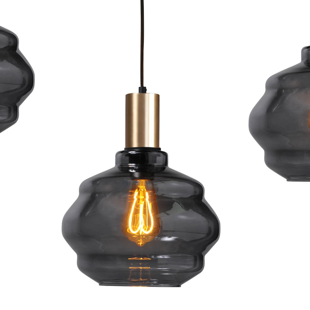 Lampe suspendue 5 lumières - dorée - Porto avec verres à fumée Ball - Ø 24cm Masterlight 8718121270142