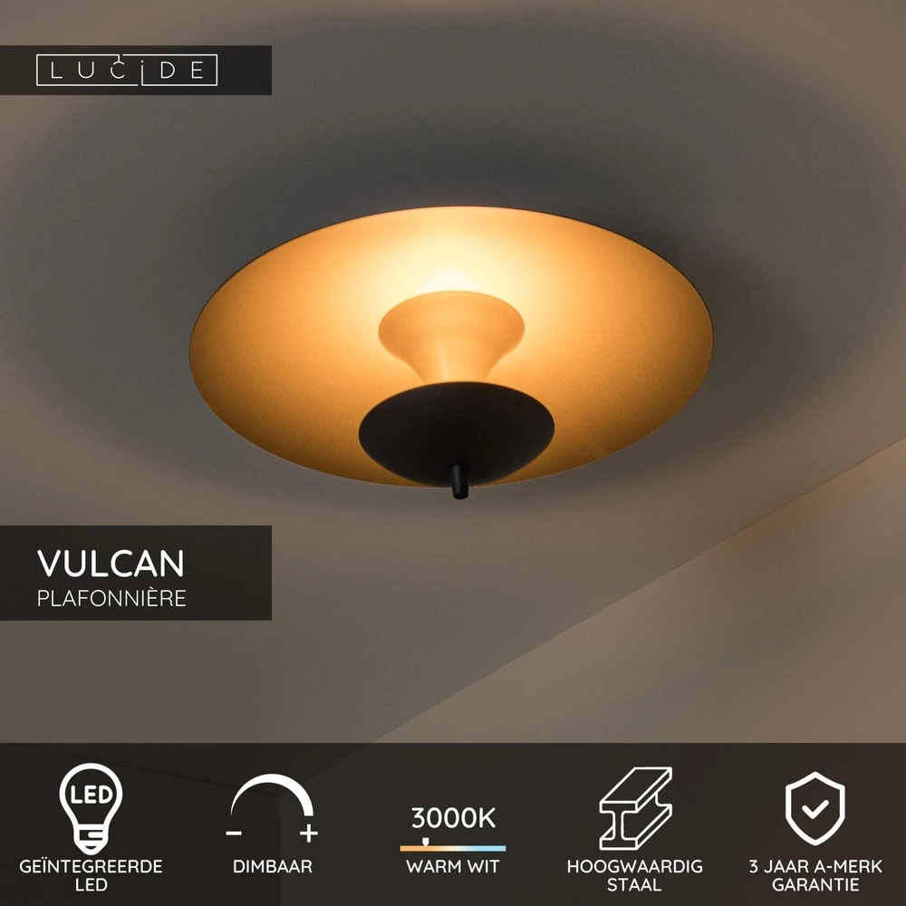 Lampe de plafond à design Vulcan Or avec noir Lucide 5411212303448