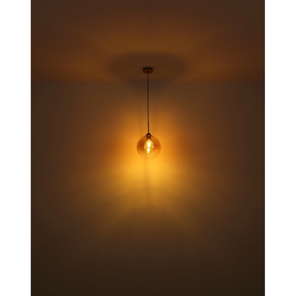 Lampe pendante dorée Jamessa 3 lumières avec verre ambré Globo 9007371444687