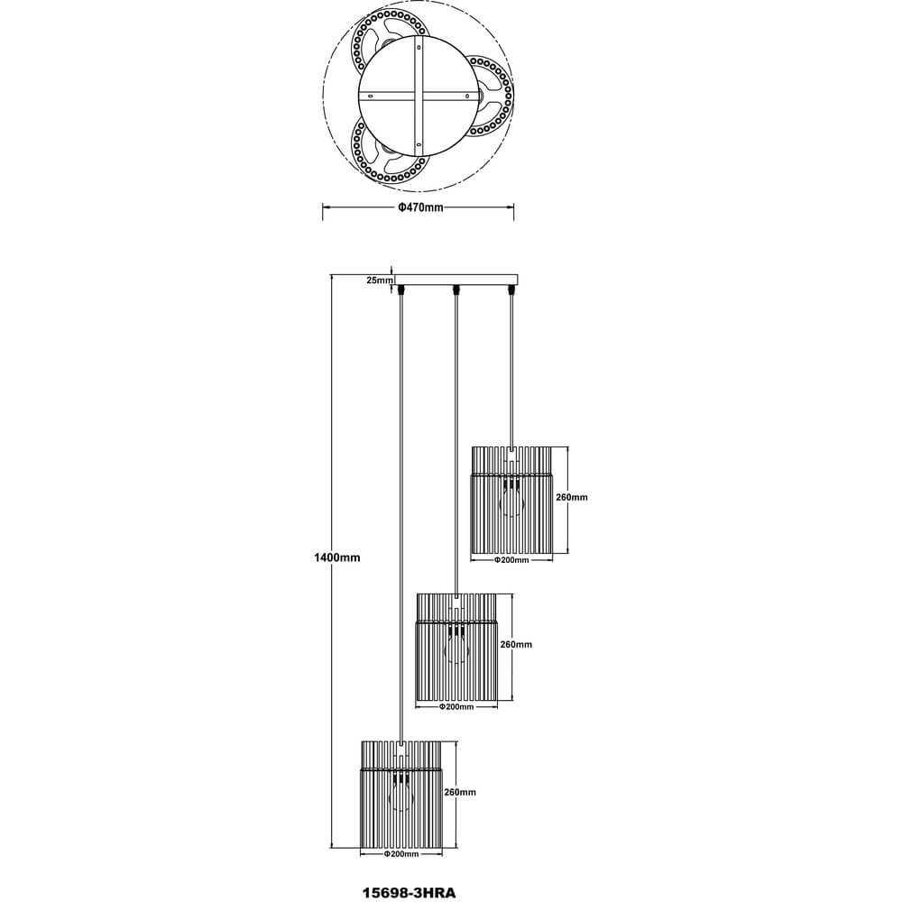 Suspension noire Gorley avec verre ambré rond Ø 47cm Globo 9007371471997