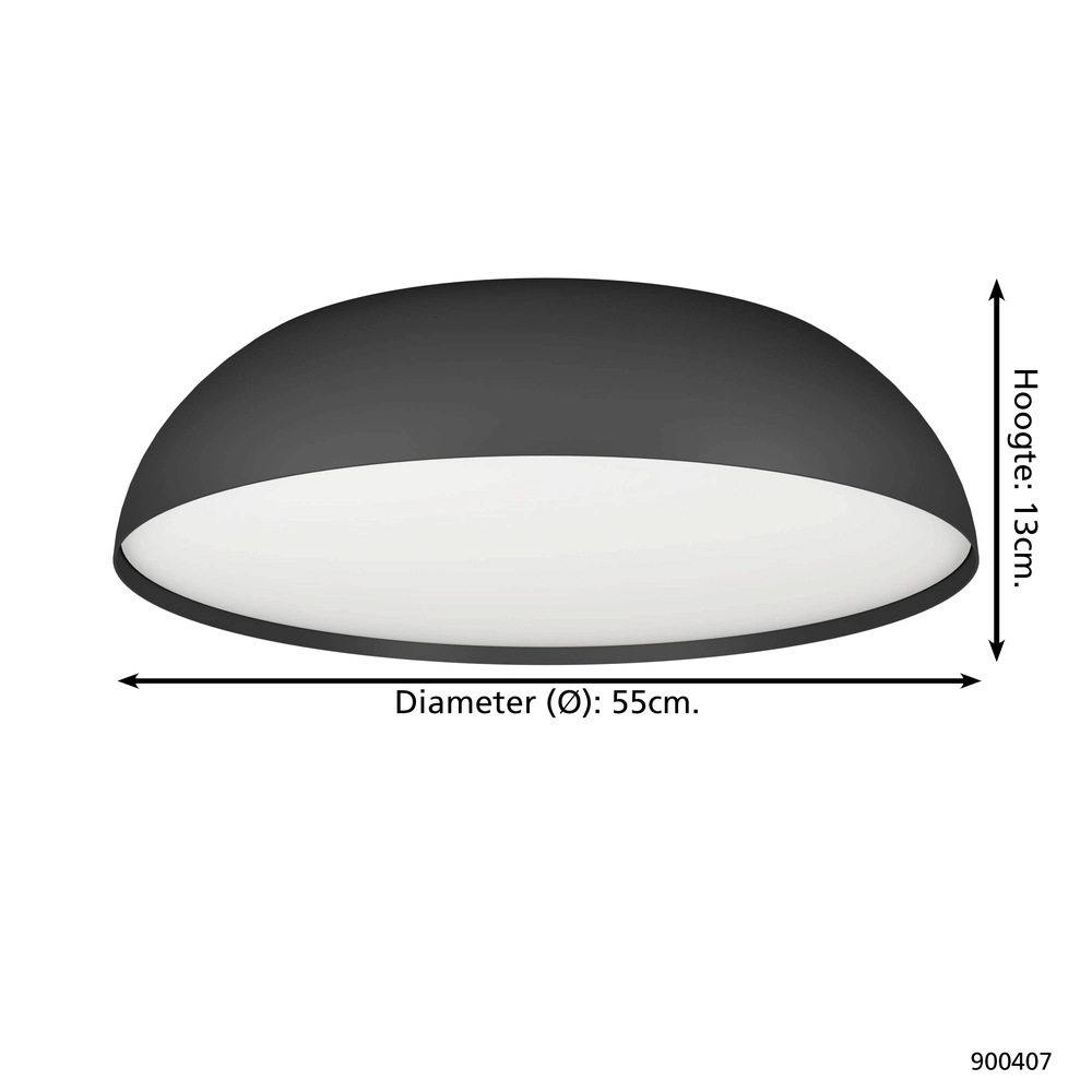 Lampe de plafond Zigbee Tollos-Z Ø 55cm - noir Eglo 9008606243808