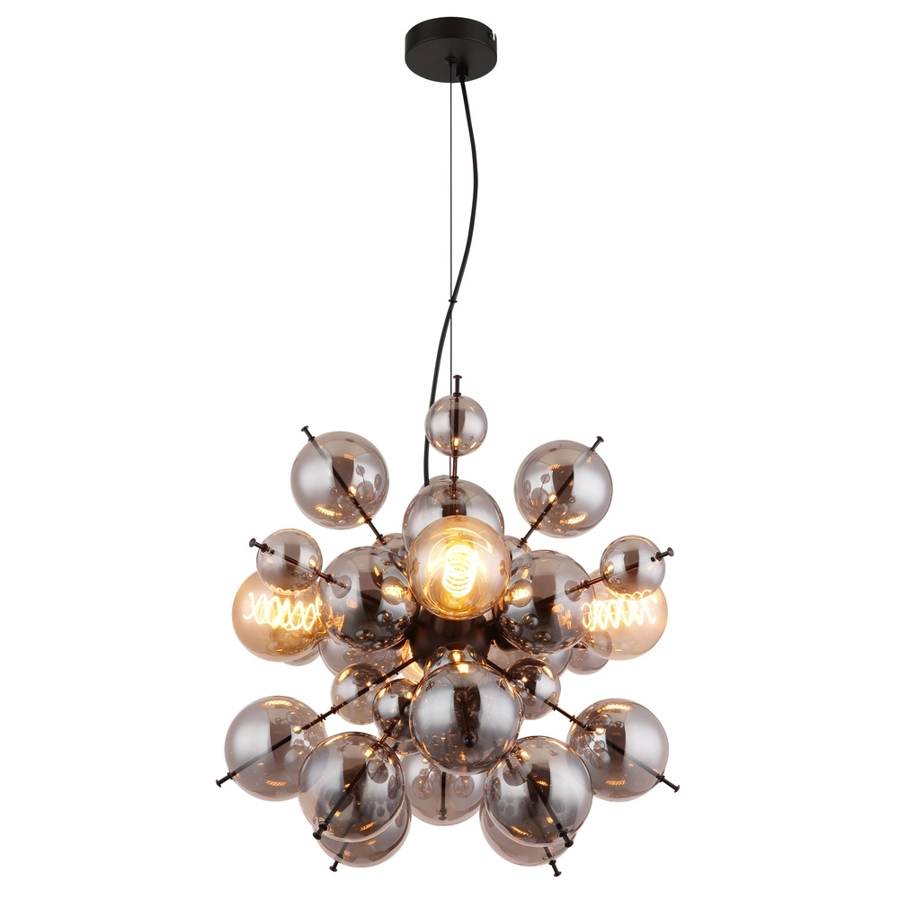 Lampe pendante unique Udo verre fumé Ø 51cm