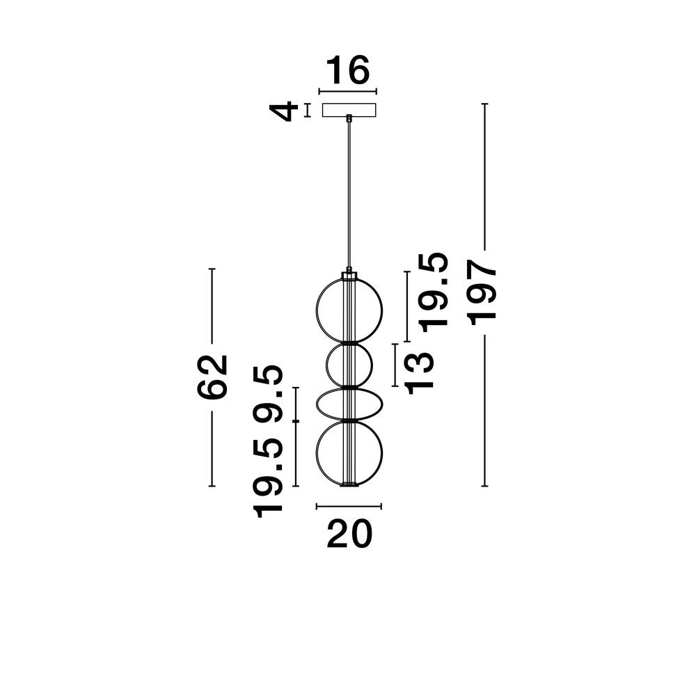 Suspension Bally Verre fumé 62cm Lyora 5212017449177
