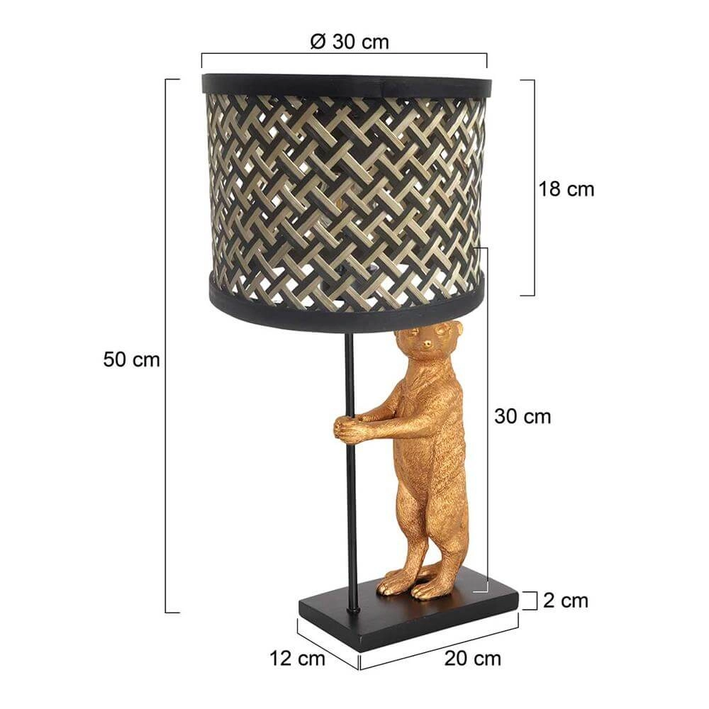 Lampe de table Animaux noir avec abat-jour en bambou Steinhauer 8712746172102