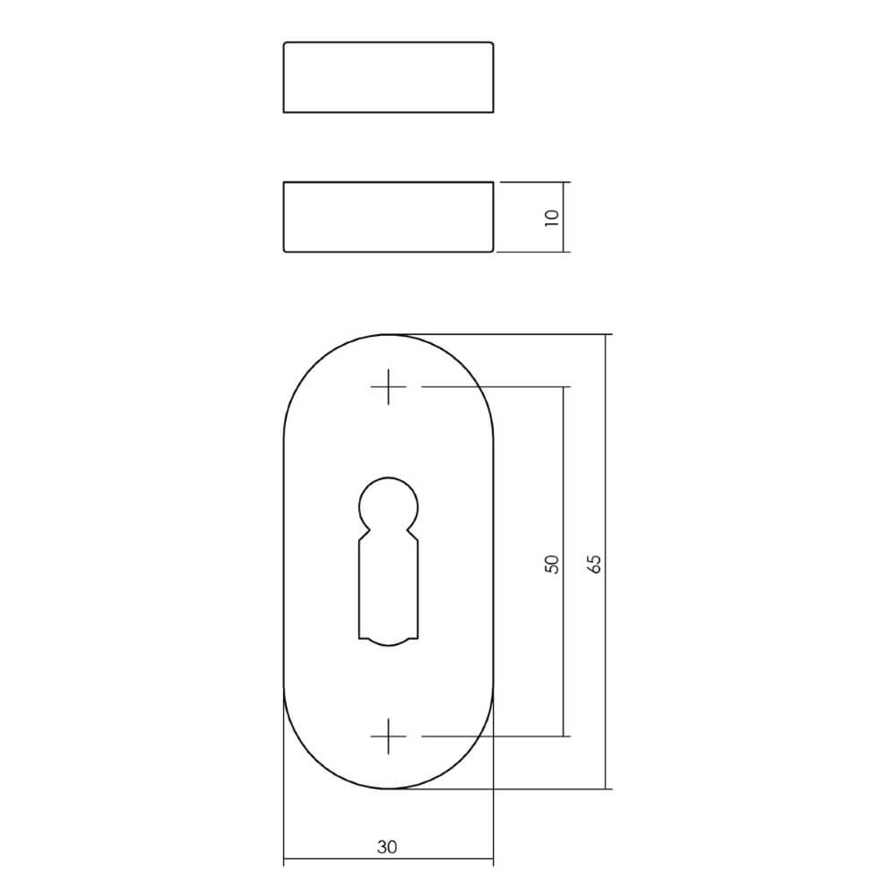 Lot de 2 rosaces clés Tira Ovale en acier inoxydable 10mm Intersteel 8714186635384