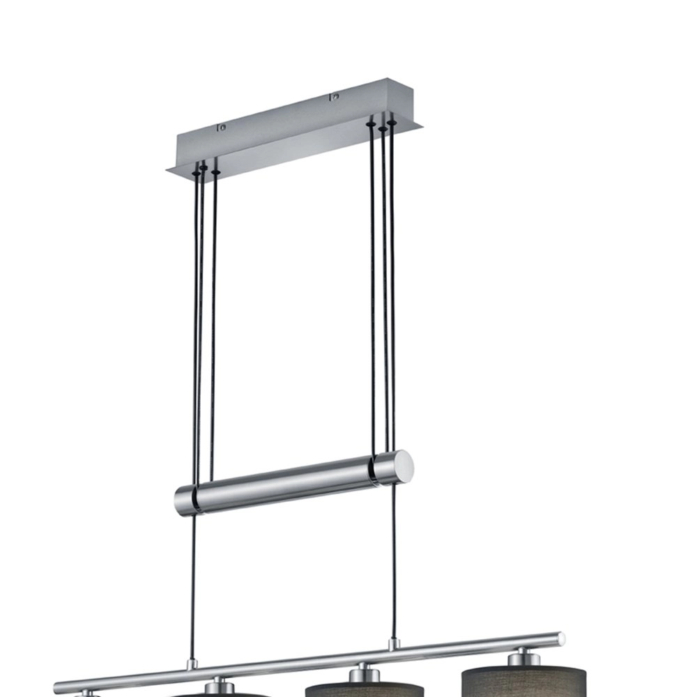 Lampe à suspension Garda 4 lumières nickel mat avec anthracite Trio 4017807336955