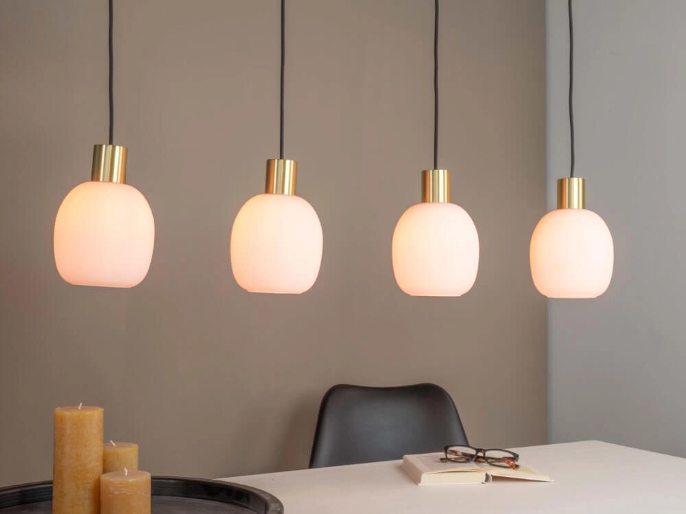 Lampe de table à manger dorée Manzanares avec verre blanc Eglo 9008606235919