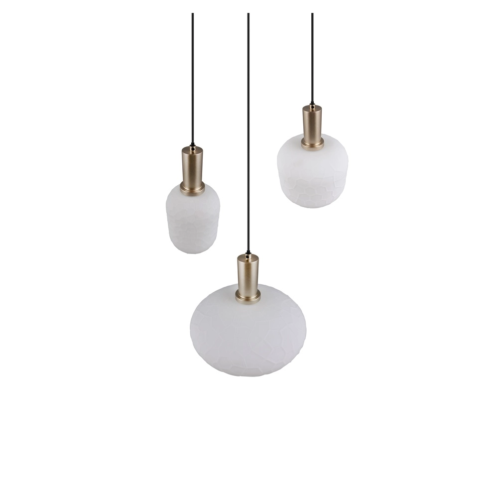 Lampe pendante à 3 lampes Emelie Or avec verre blanc Trio 4017807724318