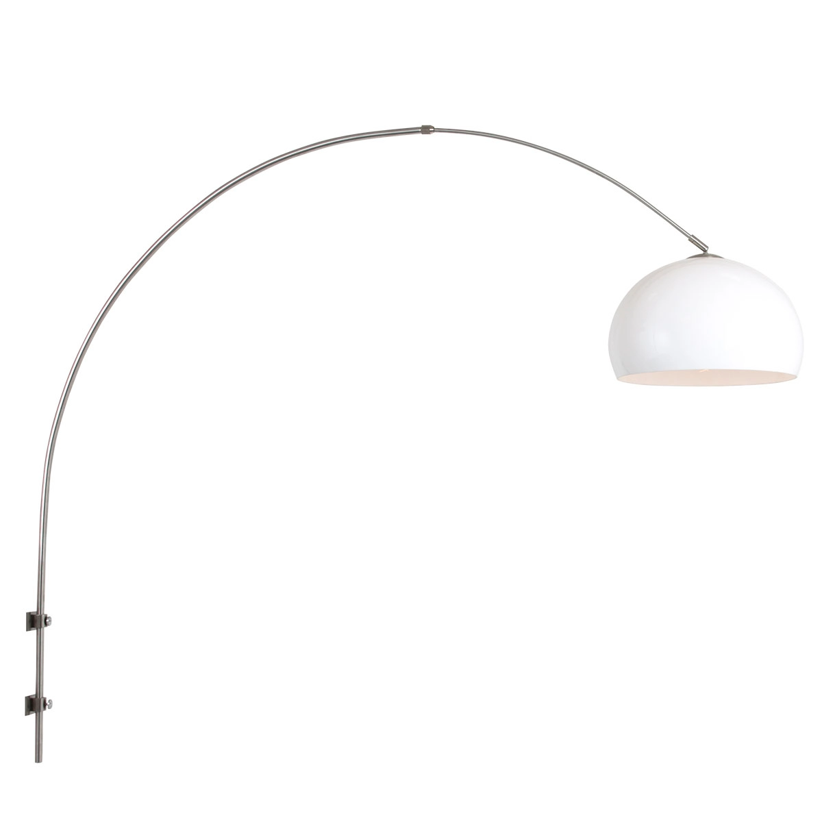Lampe à arc murale Sparkled Acier inoxydable avec abat-jour blanc