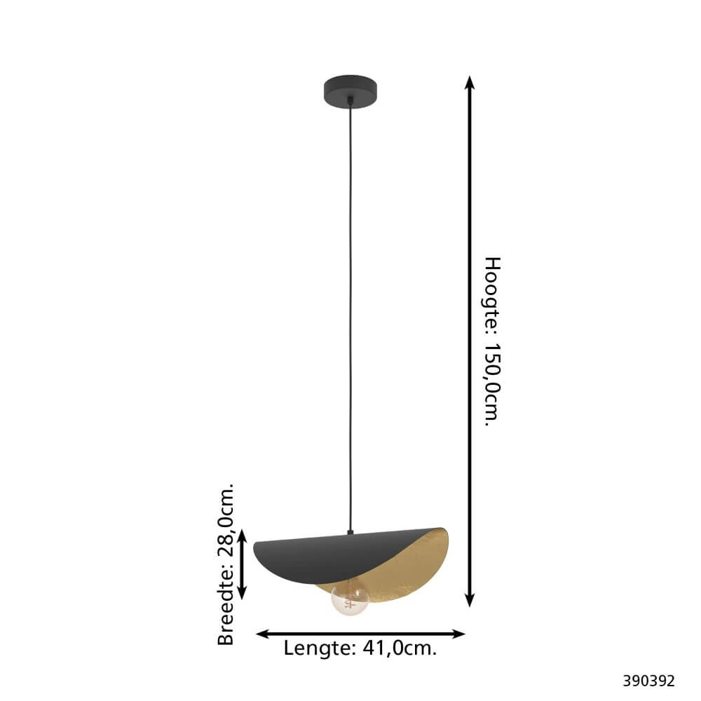 Lampe suspendue noire Saceda avec de l'or Ø 41cm Stars of Light 9008606292288