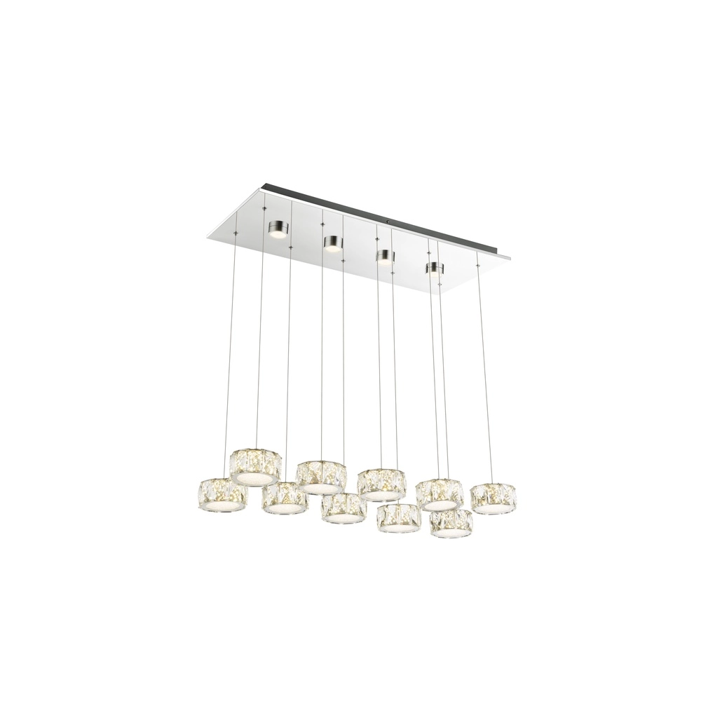 Lampe suspendue à 10 lampes Amur Chrome