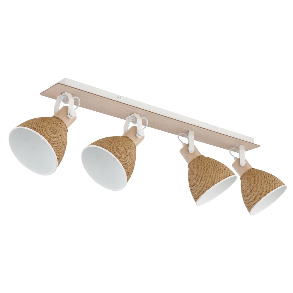 Lampe de plafond Lyndon Blanc à 4 lumières avec rotin Globo 9007371589746