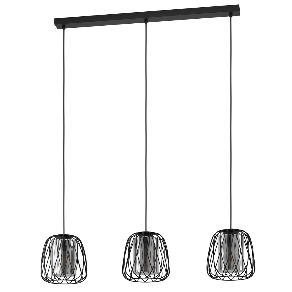 Lampe suspendue filaire Floresta 3L - avec verre fumé