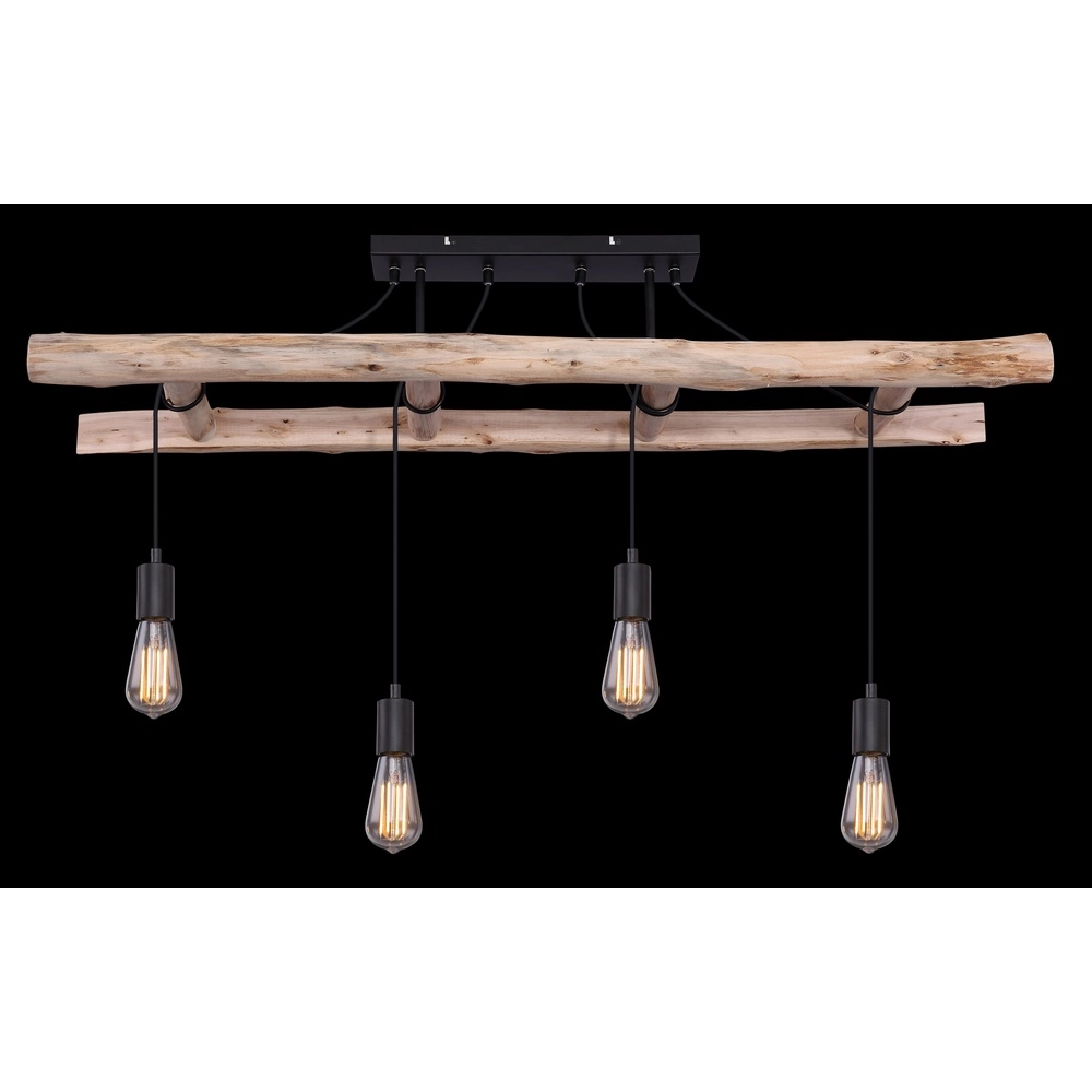 Lampe suspendue à 4 lumières Irmgard Bois 80 cm Globo 9007371390342