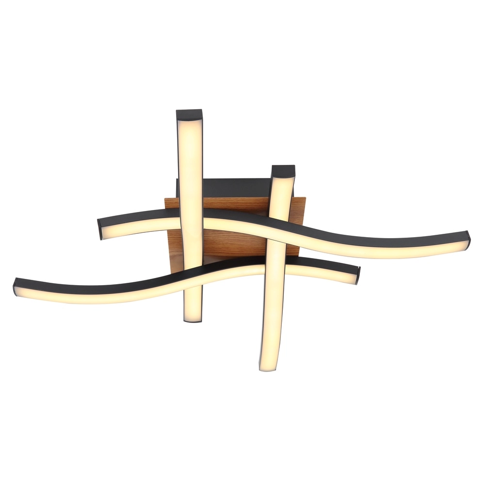 Lampe de plafond Evita noir avec bois Globo 9007371419173