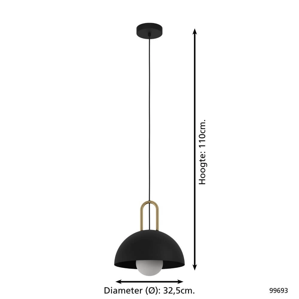 Lampe suspendue Calmanera noir avec de l'or Eglo 9002759996932