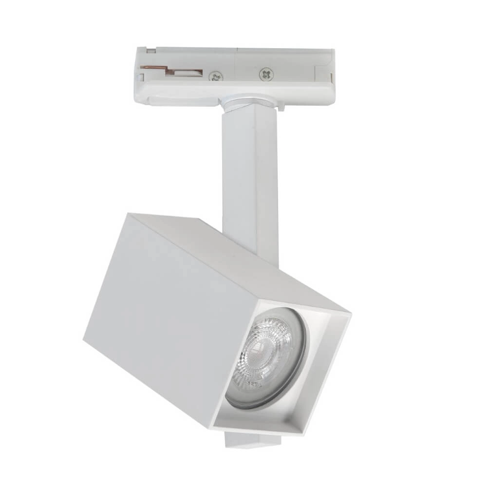 Spot sur rail carré monophasé Oslo blanc - GU10