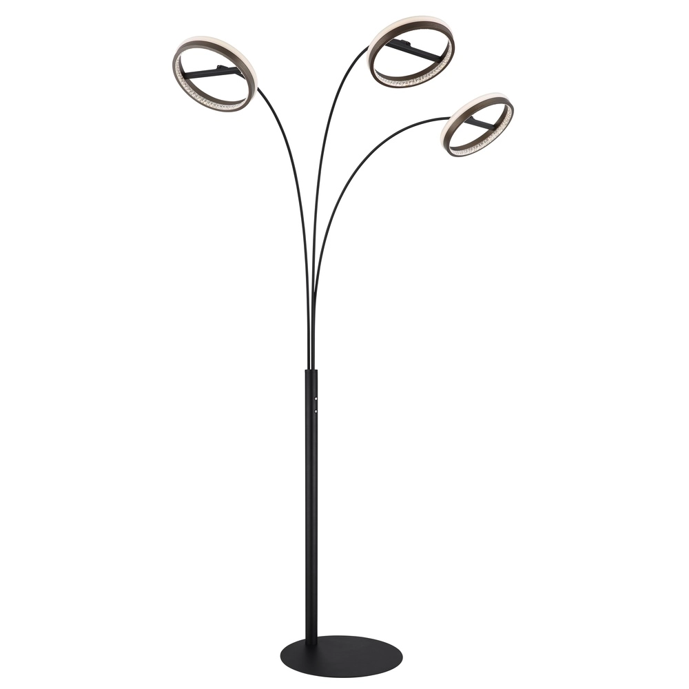 Lampadaire de conception Della Noir à 3 lumières Globo 9007371468744