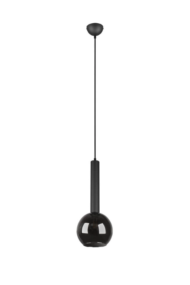 Lampe suspendue Clayton noir avec verre fumé Trio 4017807532951