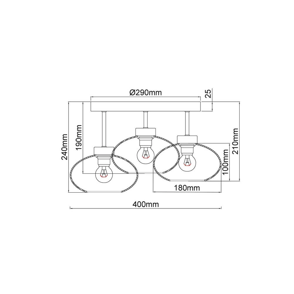 Plafonnier noir Shaun 3 lumières Ø 40cm Globo 9007371439935