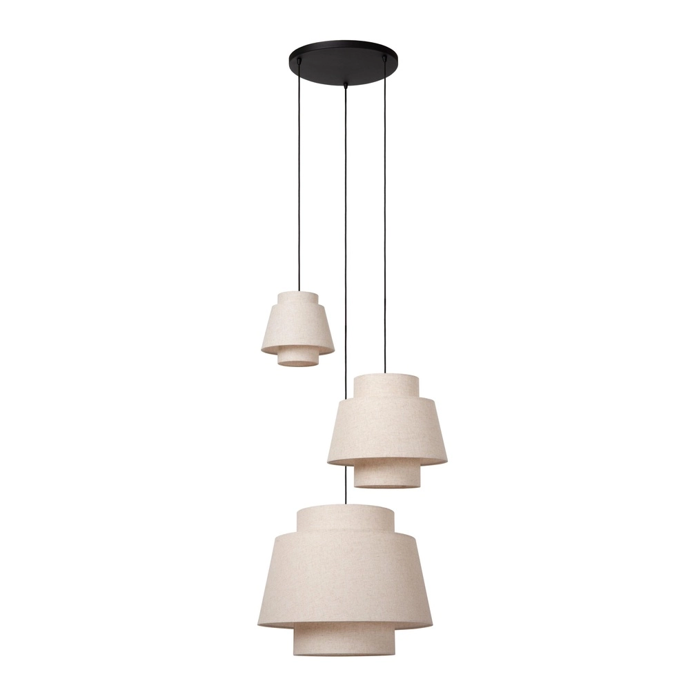Lampe suspendue Tribute Crème ronde à 3 lumières