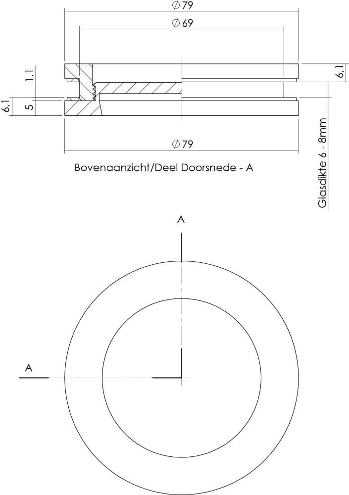 Poignée de porte coulissante Alvro pour porte vitrée en acier inoxydable Intersteel 8714186142585