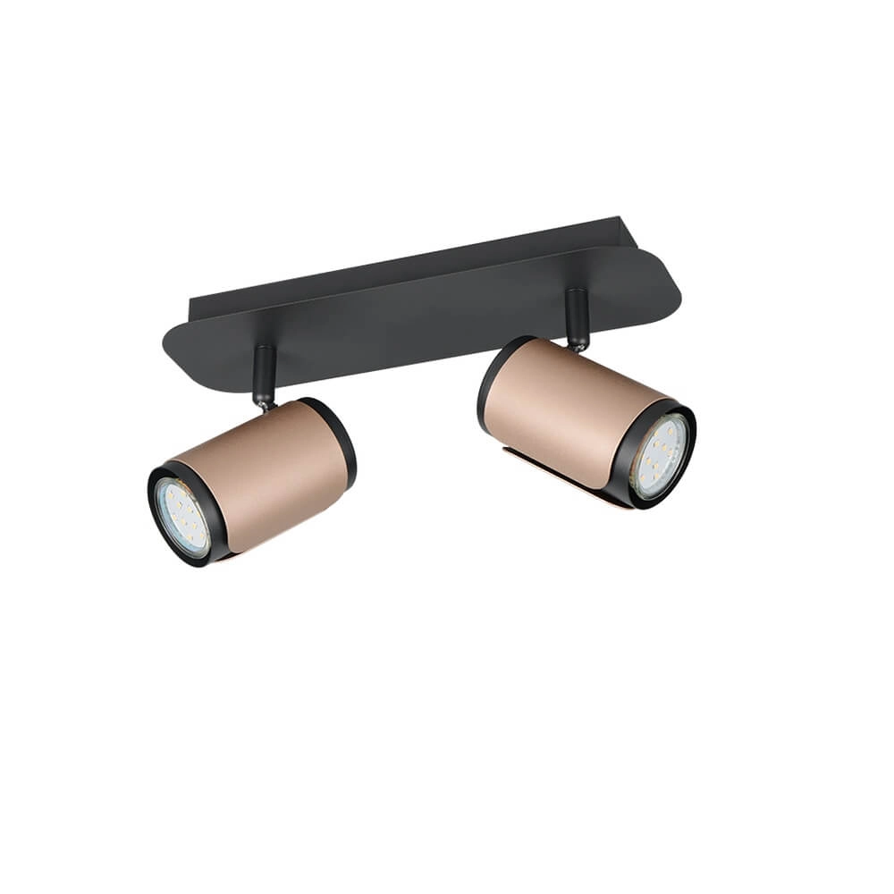 Spot apparent à 2 lumières Gillan noir avec marron Trio 4017807640434