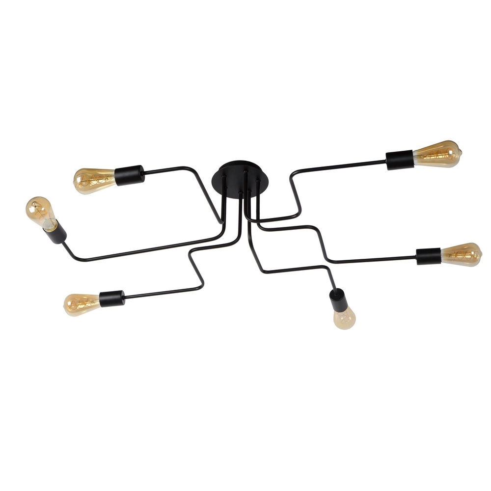 Lampe de plafond Lester Noir à 6 lumières