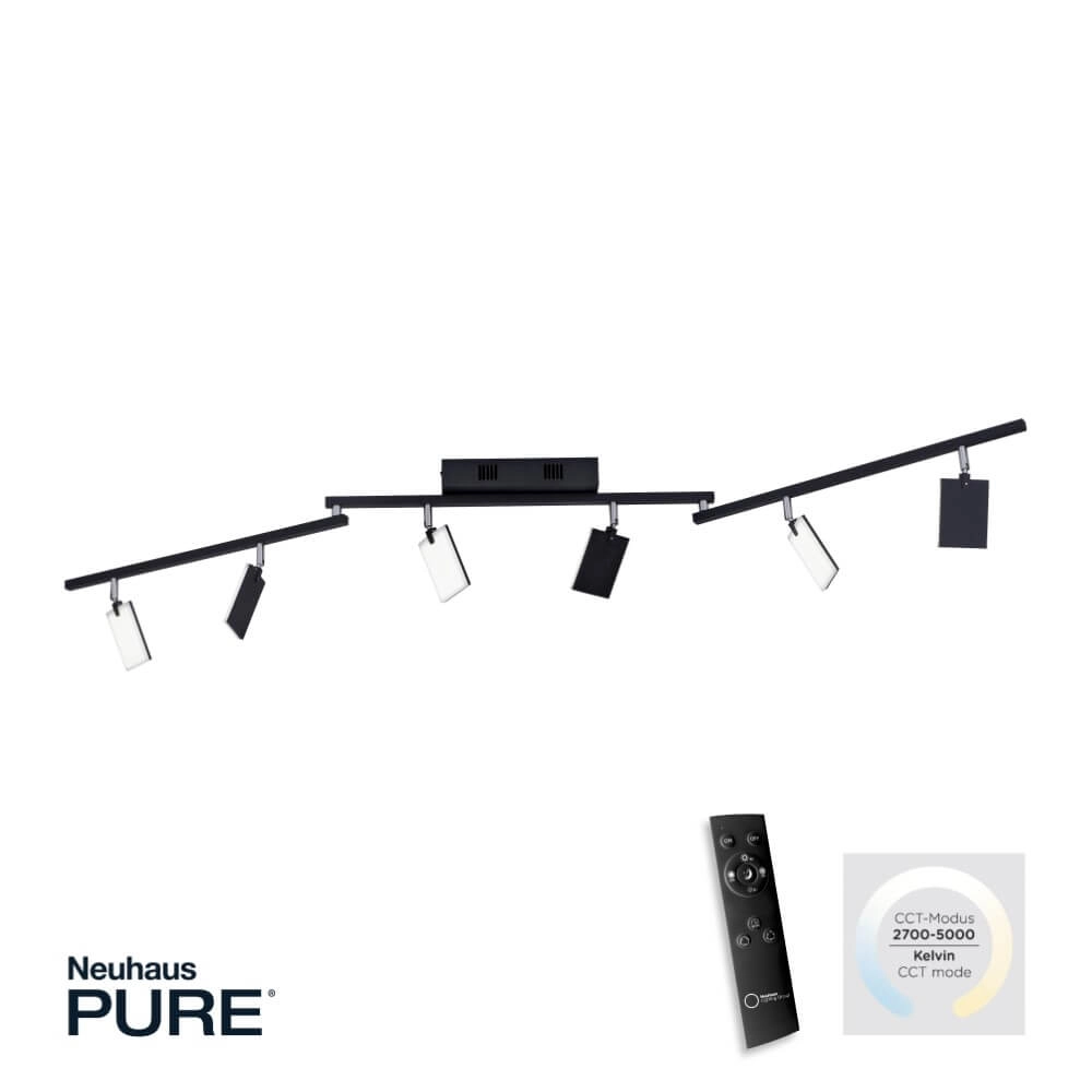 Plafonnier Pure Mira 6 lumières noir Paul Neuhaus 4012248359464