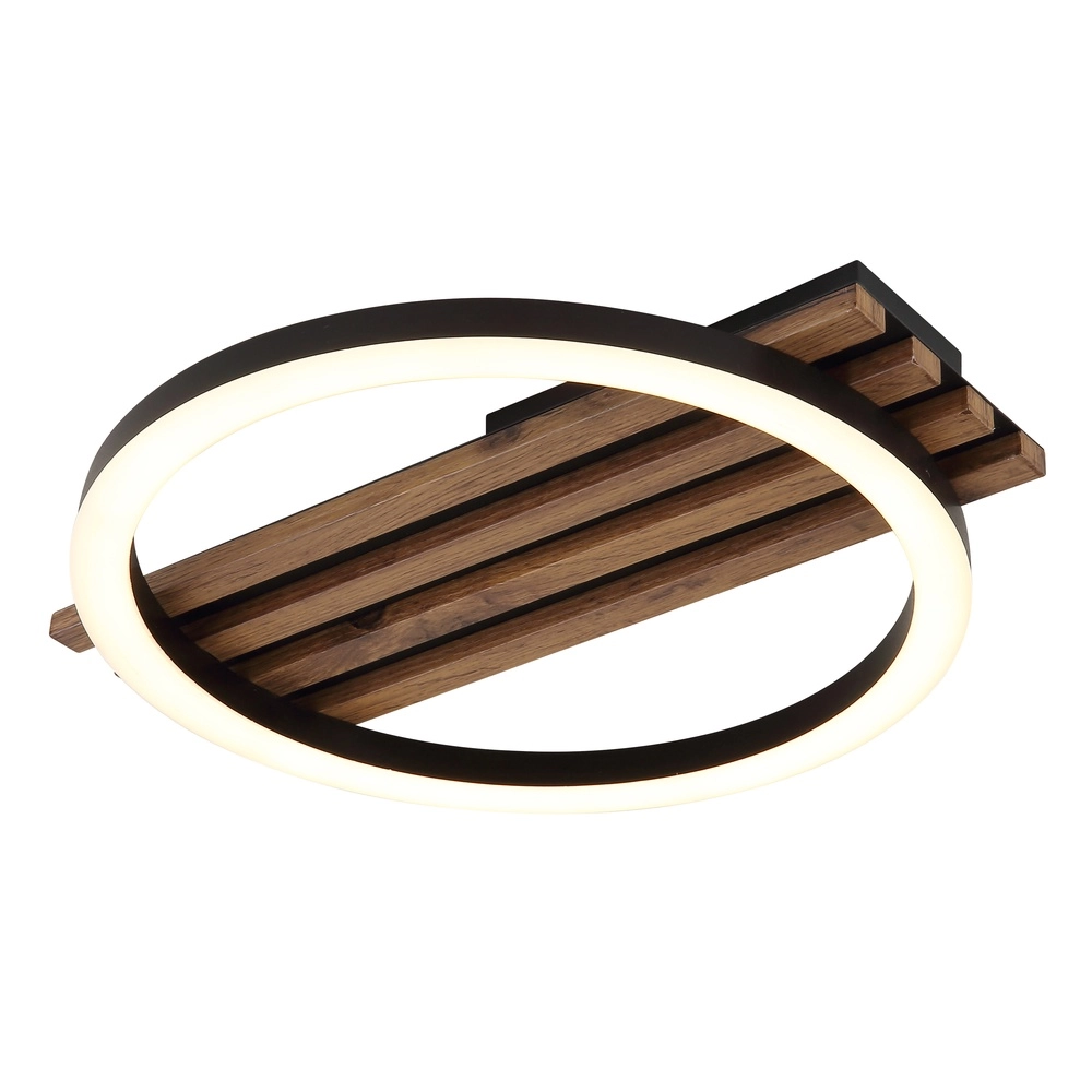 Lampe de plafond Tisha Noir simple avec bois