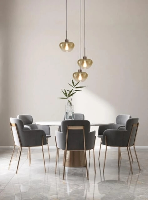 Suspension 3 lumières Genua marron avec 3x verre doré Ø 24cm Masterlight 8718121357041