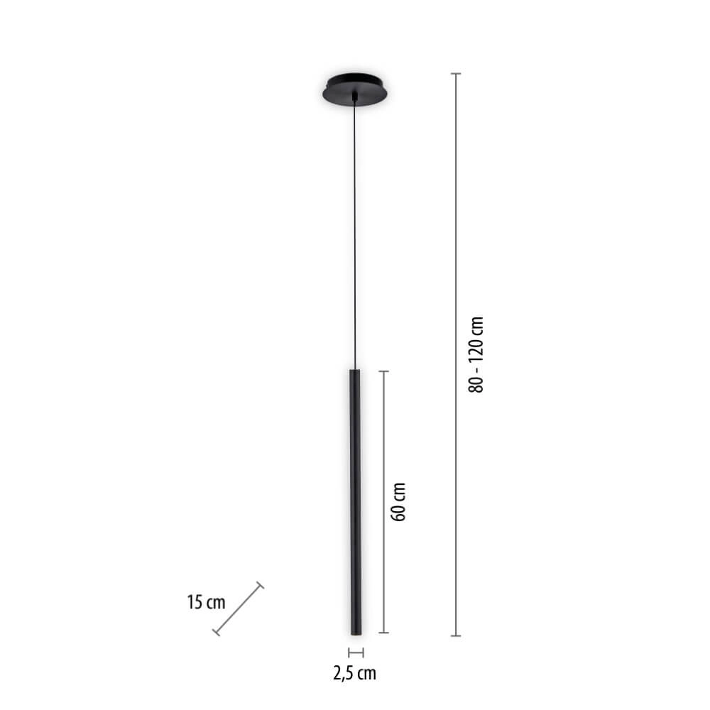 Lampe suspendue unique Flute 1 lumière noir Paul Neuhaus 4012248374764