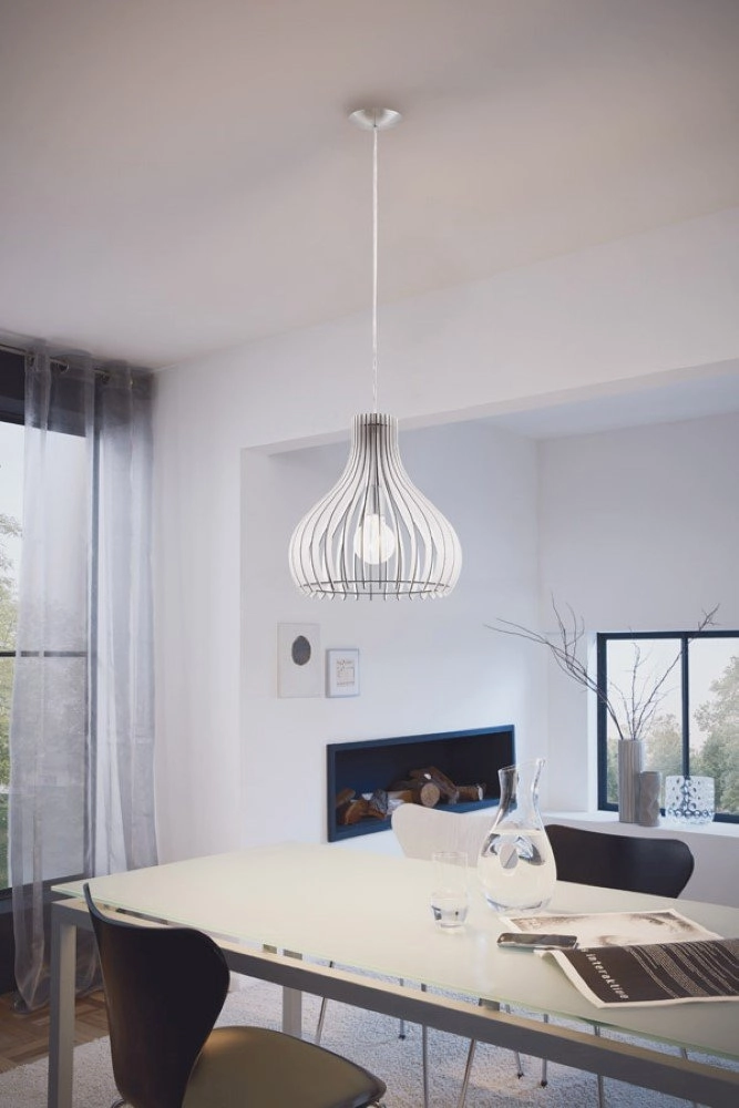 Lampe à suspension Tindori Bois blanc 38cm Eglo 9002759962579