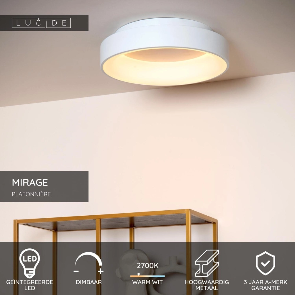 Lampe de plafond Mirage Ø 45 cm de blanc Lucide 5411212361233