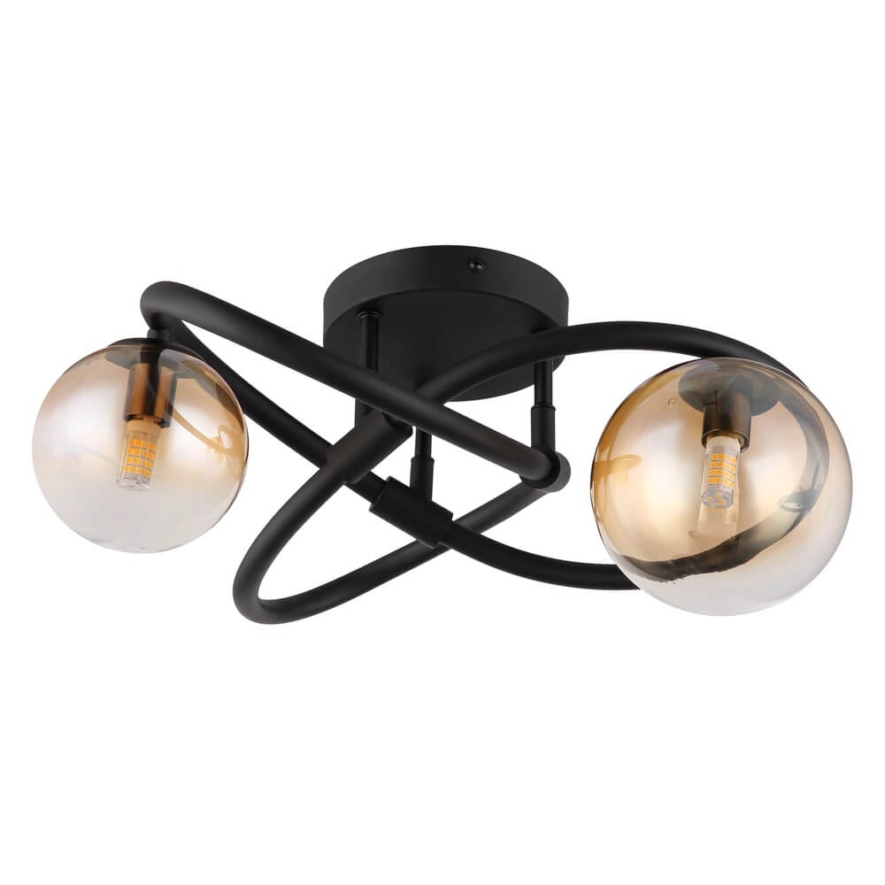 Plafonnier noir Tuberius Design 2-lumière Globo 9007371458431