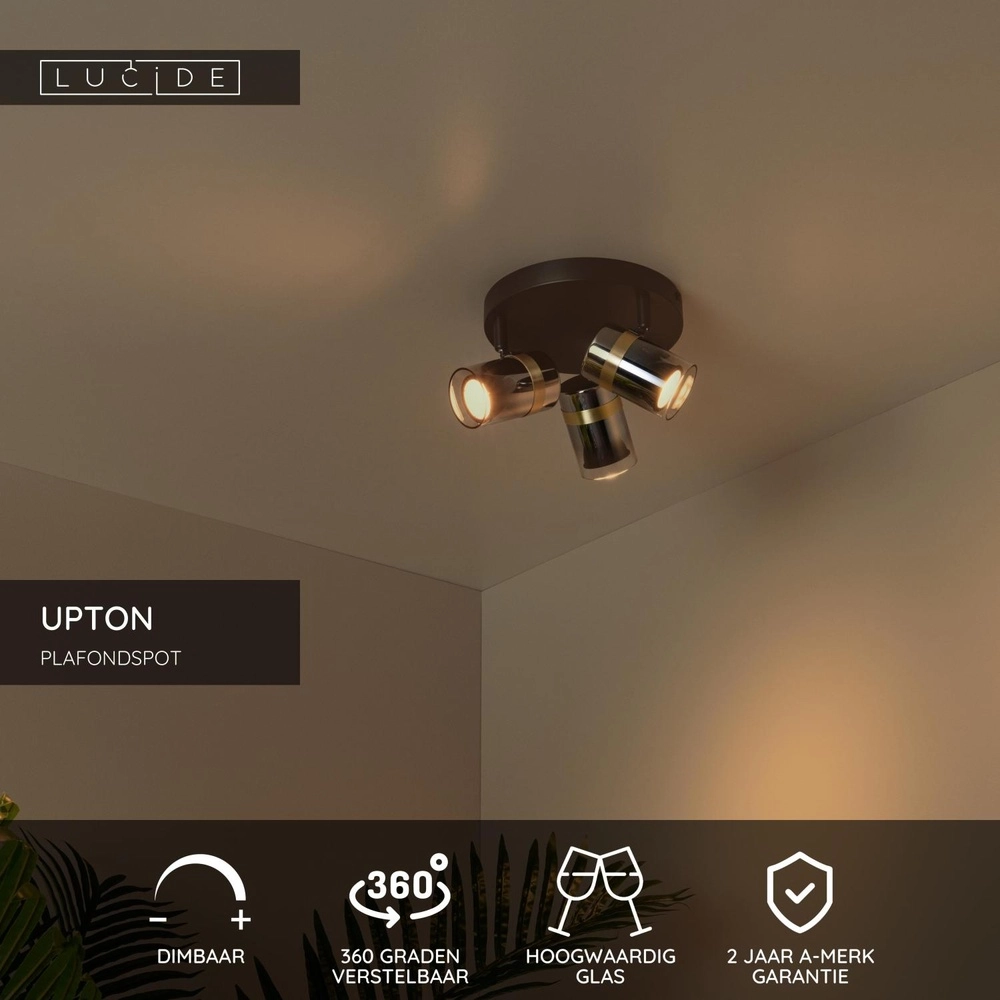 Projecteur de plafond Upton Noir à 3 lumières Lucide 5411212570048