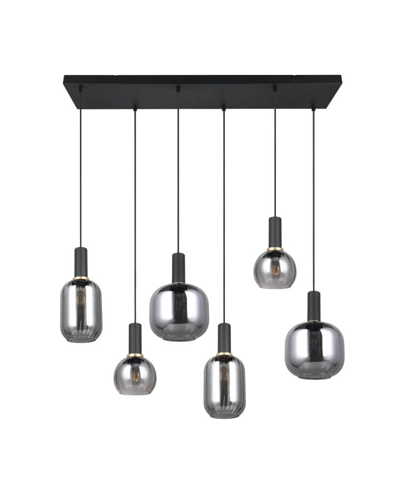 Lampe suspendue pour salle à manger Diva 6 lumières - verre fumé Trio 4017807614572