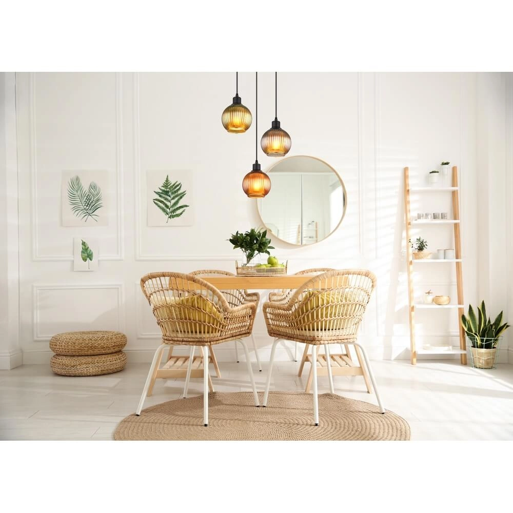 Suspension ronde Zumba verre coloré 3 lumières Ø 36cm Globo 9007371449828