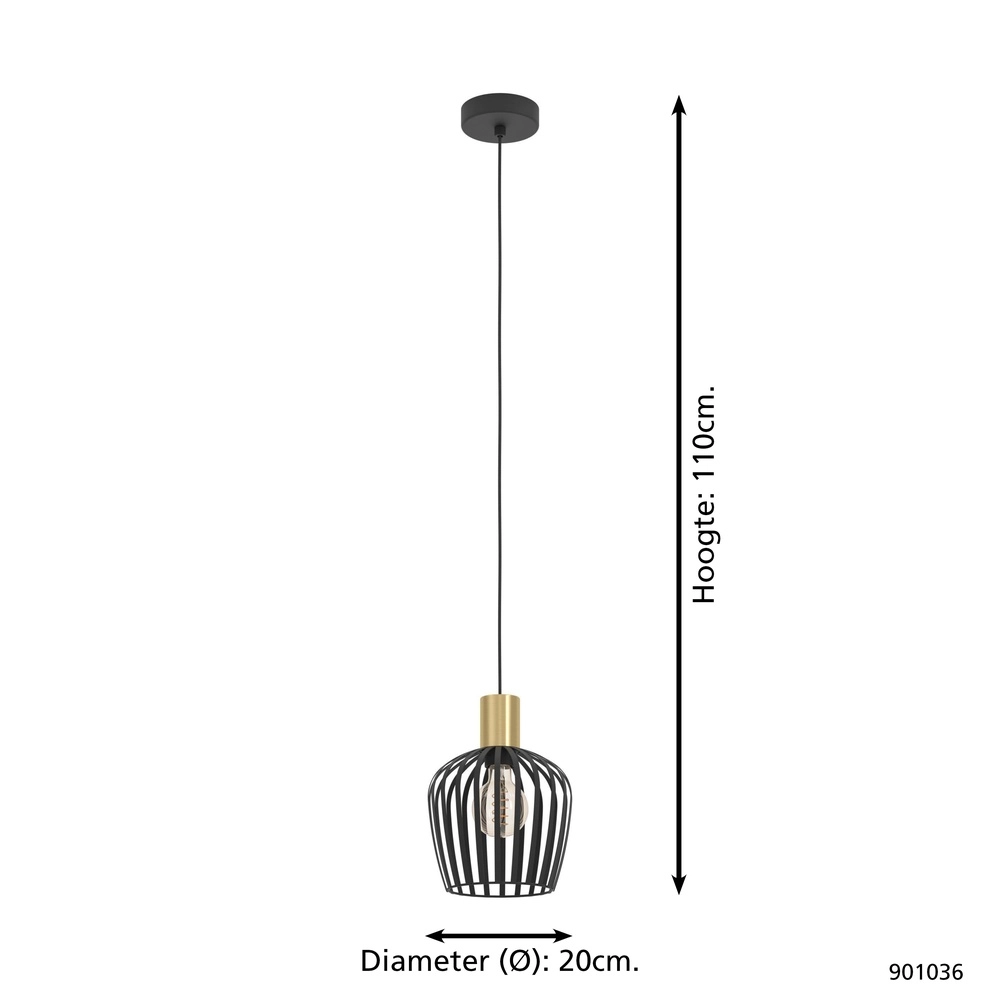Lampe suspendue Empoli noir avec or - Ø 20cm Eglo 9008606299881