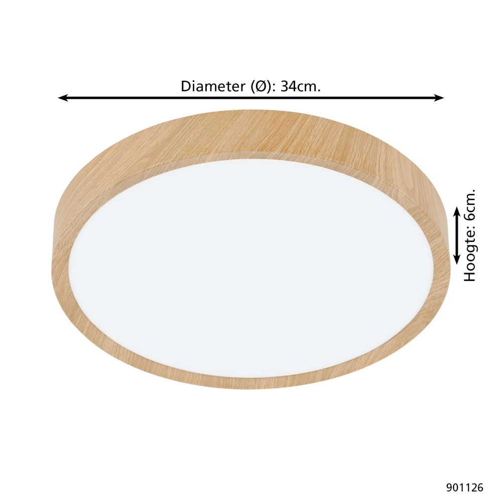 Lumière LED de plafond Musurita Aspect bois - Ø 34cm Eglo 9008606304318